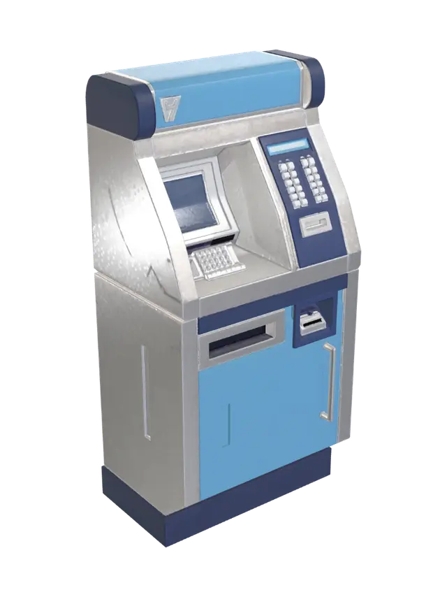 Modelong 3D na Blue ATM - Terminal, ginawa ng AI