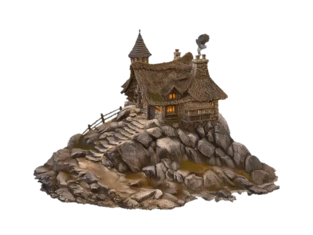 House on the Hill 3D model, vytvořený pomocí AI