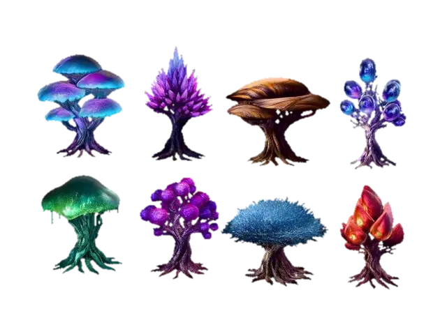 Several Alien Plants and Trees - Flora 3D model, vytvořený pomocí AI