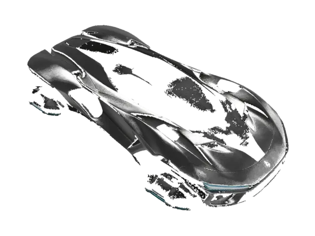 Quantum Silver Hypercar 3D model, vytvořený pomocí AI