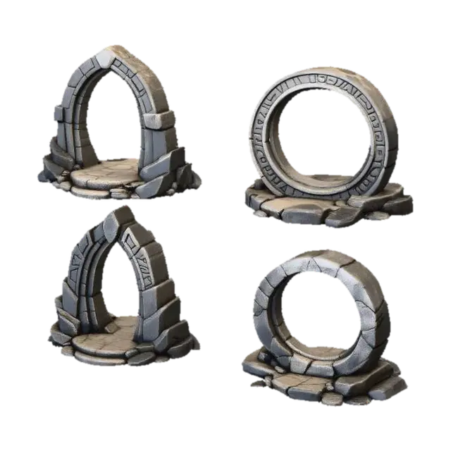 Stone Portals and Circles - Realm 3D model, vytvořený pomocí AI