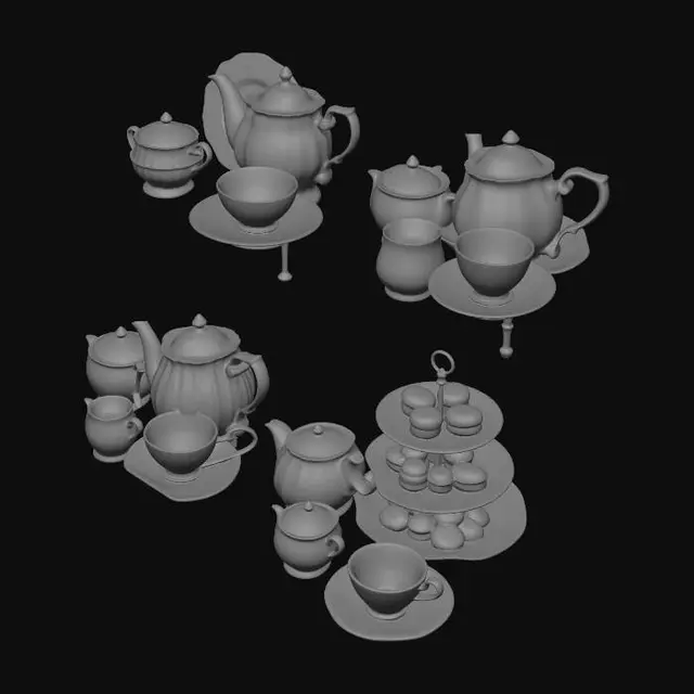 3D model for Pastel Floral Teaset Collection