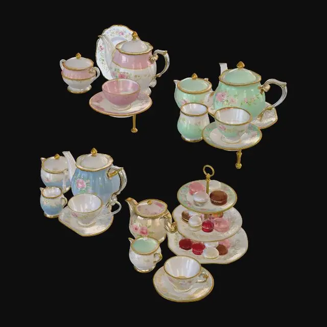 3D model for Pastel Floral Teaset Collection