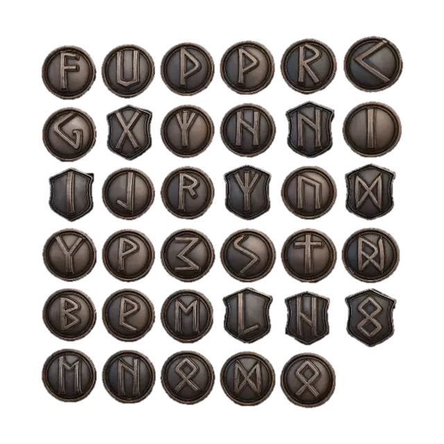 Runic Alphabet Coins 3D model, vytvořený pomocí AI
