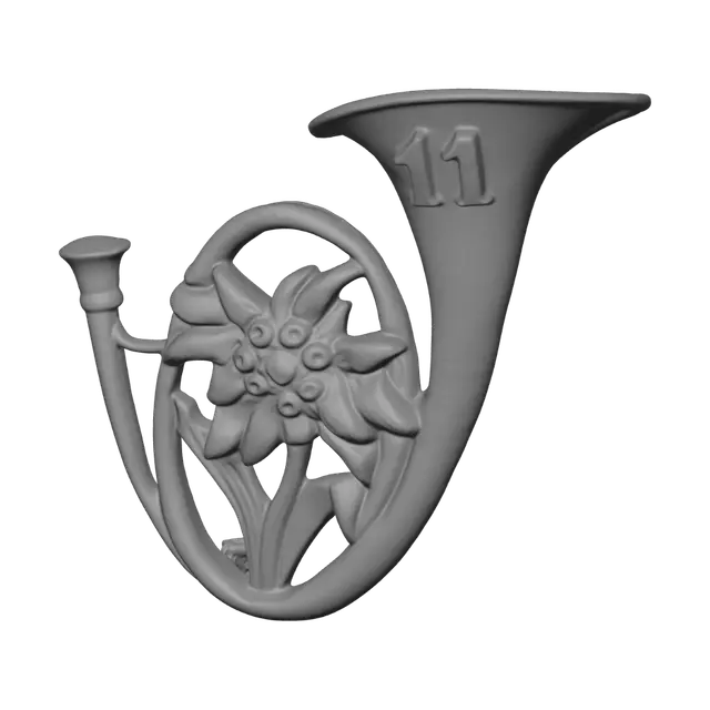 3D model for Silver floral horn with 11