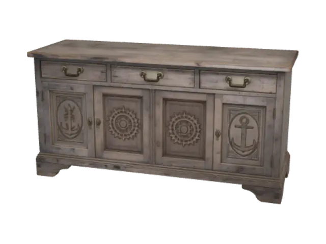 Nautical Study with Antique World Map - Worldmap-3D-modell, genererad av AI