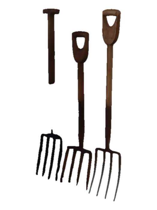 Three Rustic Garden Forks - Fork 3D model, vytvořený pomocí AI