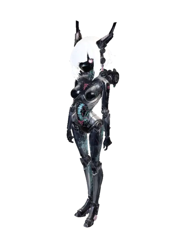 Cyan Circuit Maiden - Virtual 3D model, vytvořený pomocí AI