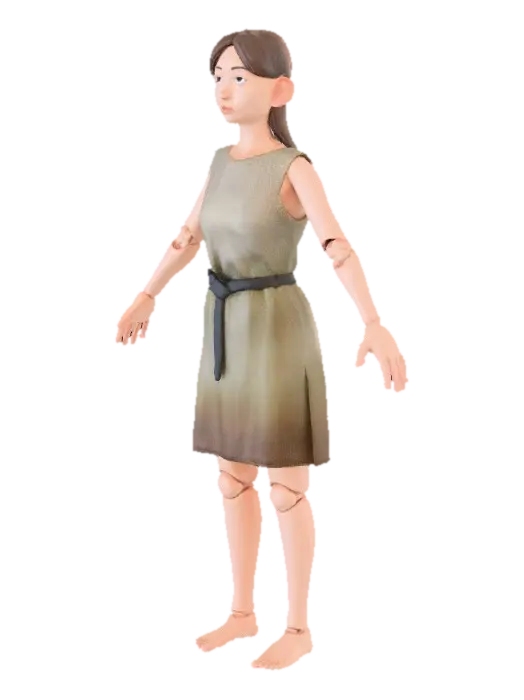 Create a medieval style clothing variant of my figurine character base. Keep… - Articulated 3D model, vytvořený pomocí AI