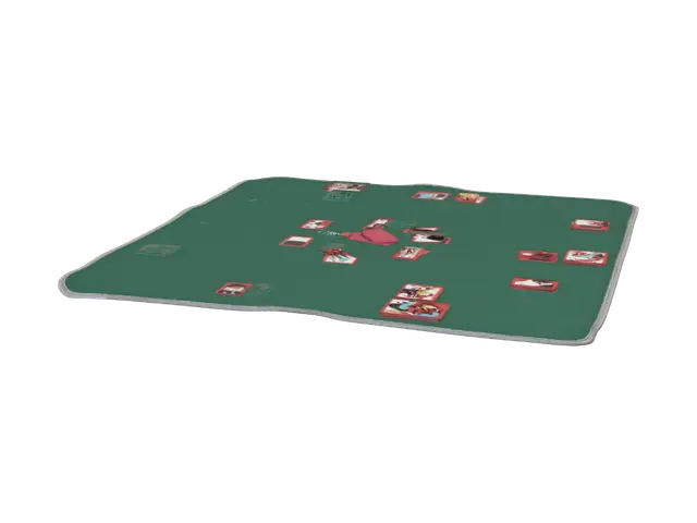 Card Game on a Green Mat - Strategy 3D model, vytvořený pomocí AI