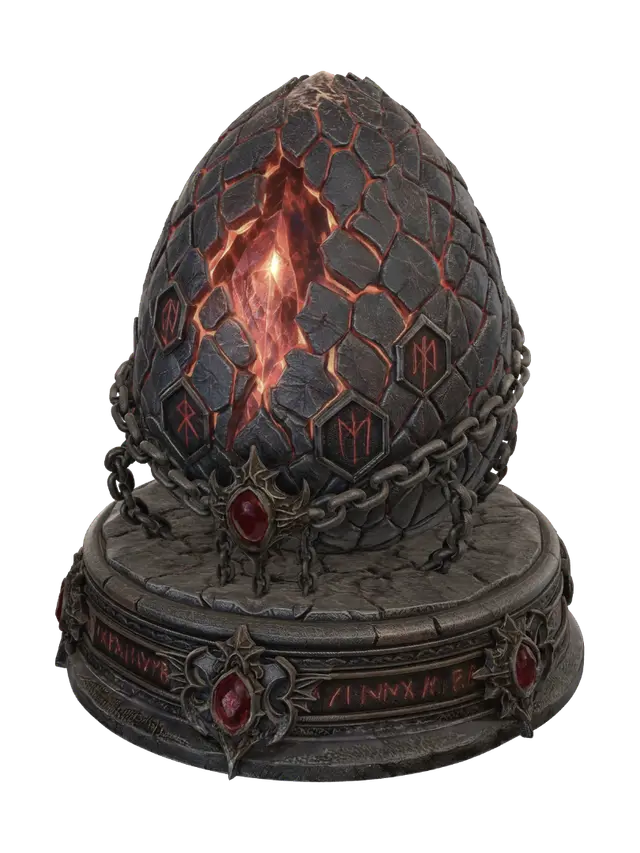 Modello 3D Emberbound Egg, generato dall’IA