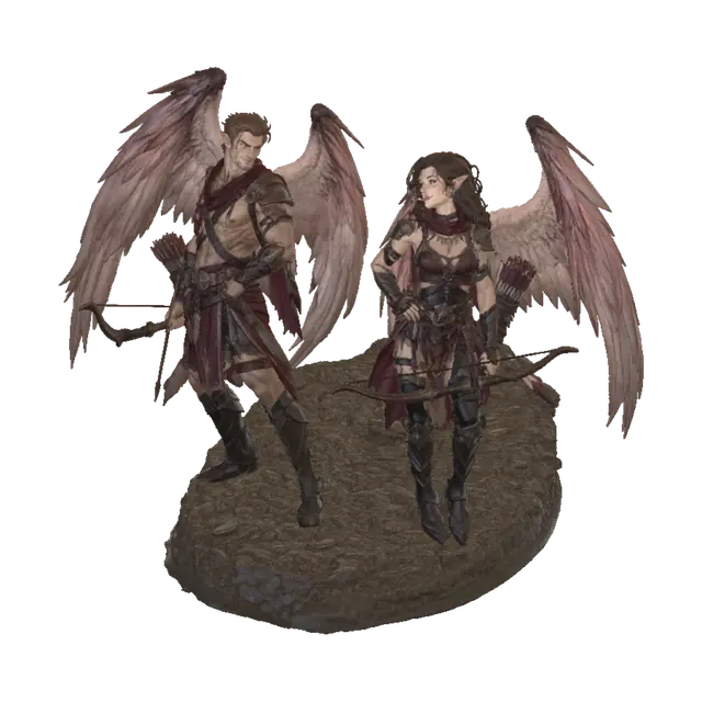 Harpy 3D Character — AAA Fantasy Game Ready - Charactermodel 3D-model, gegenereerd door AI