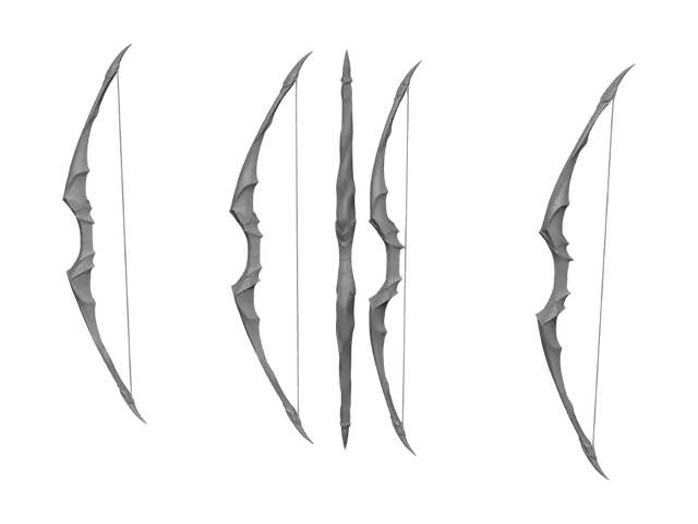 3D model for Elven Long Bow: Faceted Metal