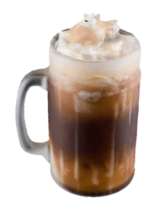 A frosted mug with a rootbeer float in it. 3D model, vytvořený pomocí AI