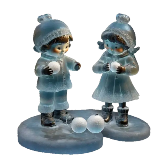 A stylized boy and girl Hummel figure but its life size, made of translucent… - Figurines 3D model, vytvořený pomocí AI