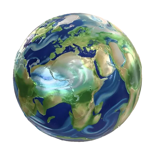 Earth - Globe 3D model, vytvořený pomocí AI