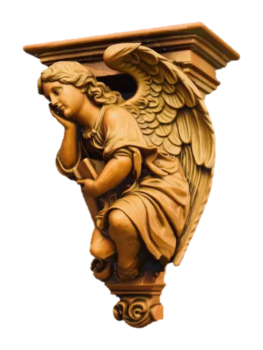 Contemplative Angel Console - Cherub 3D model, vytvořený pomocí AI
