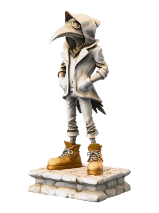 Modern Plague Doc - Characterplayer 3D model, vytvořený pomocí AI