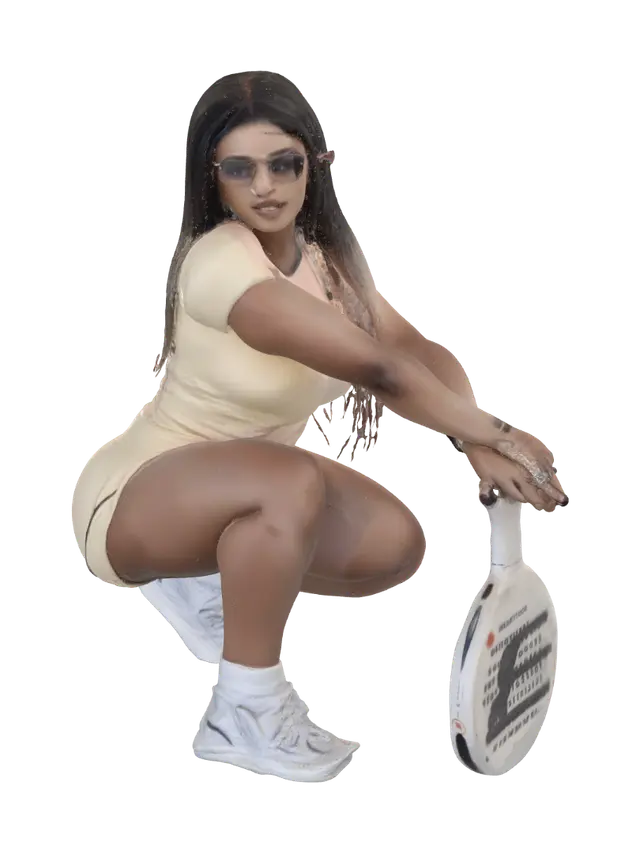 African Tennis Woman 3D model, vytvořený pomocí AI