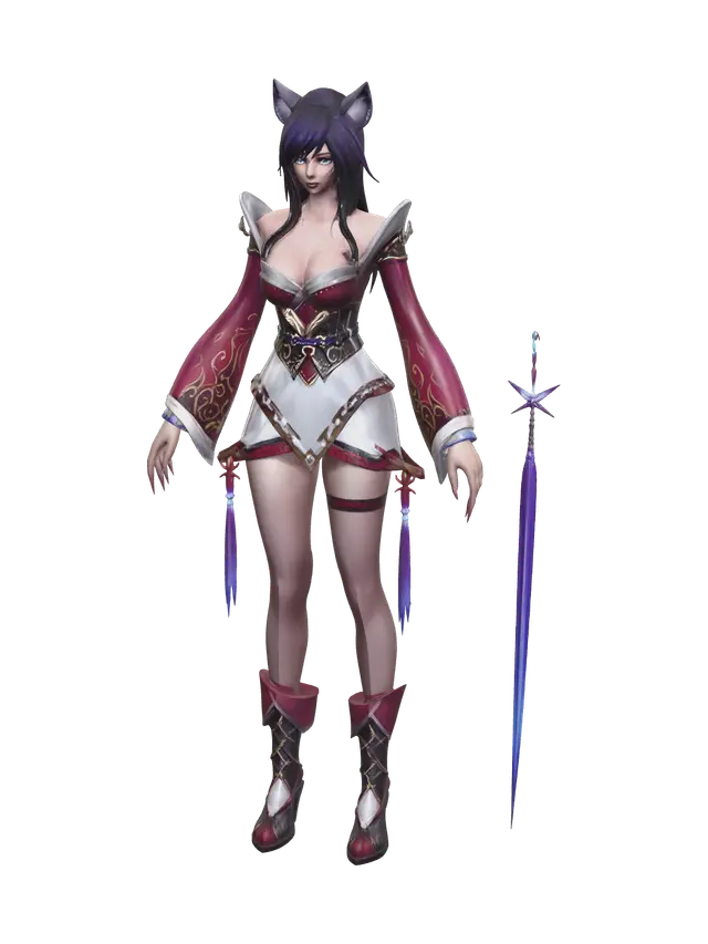 Low-Poly Ahri - Leagueoflegends 3D model, vytvořený pomocí AI