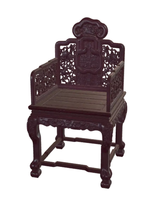 3D model for Intricately Carved Chinese Wooden Chair