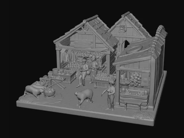 3D model for středověký trh * diorama *měřítko 1/ 72