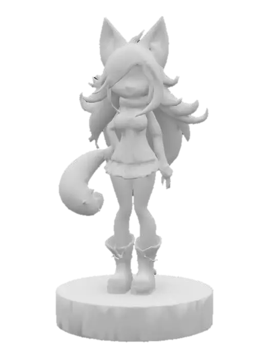 3D model for furry, female, sexy, blushing, freckles, standing on Illuvium logo platform