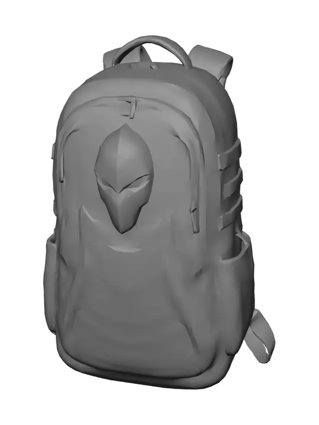 3D model for an edgy dark stylistic gaming backp with blood and ninja light