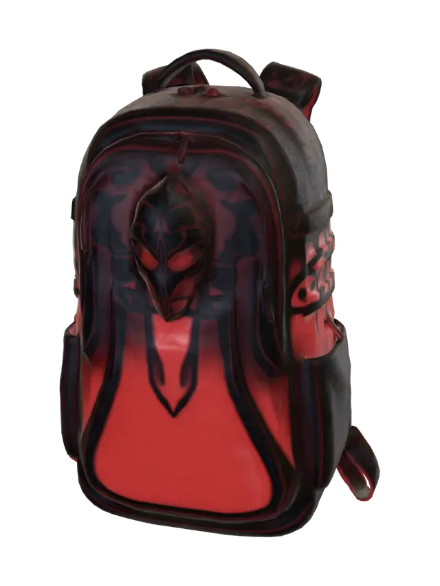 3D model for an edgy dark stylistic gaming backp with blood and ninja light