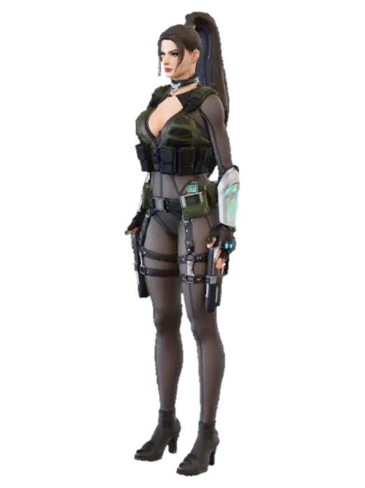 Warrior Vigilance 3D model, vytvořený pomocí AI