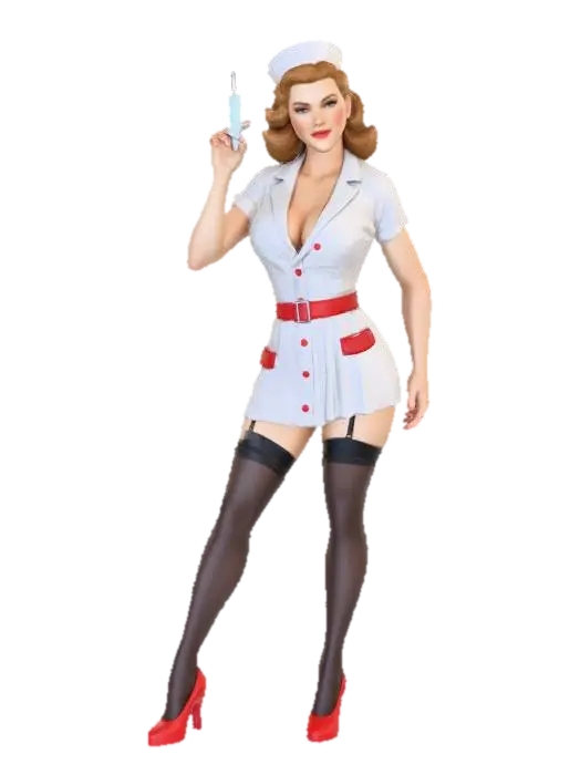 Nostalgic Nurse Illustration - Healthcare 3D model, vytvořený pomocí AI