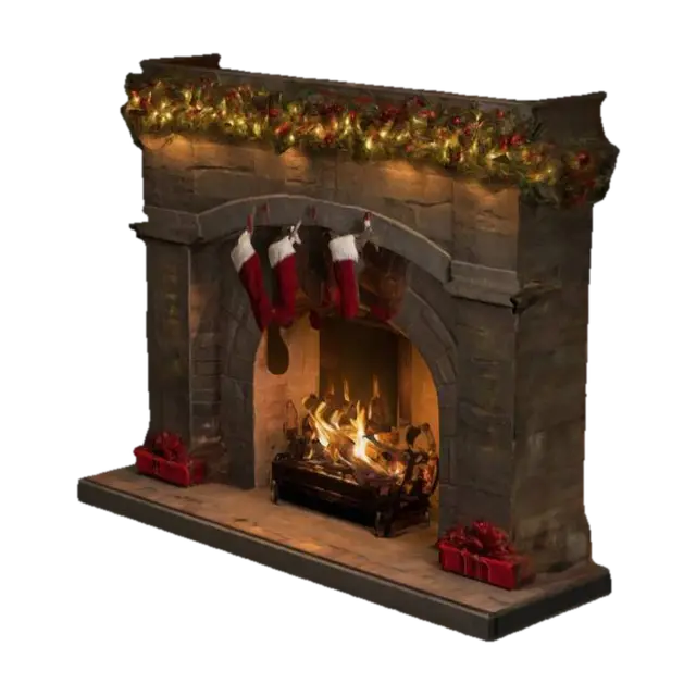 christmas fireplace 3D model, vytvořený pomocí AI