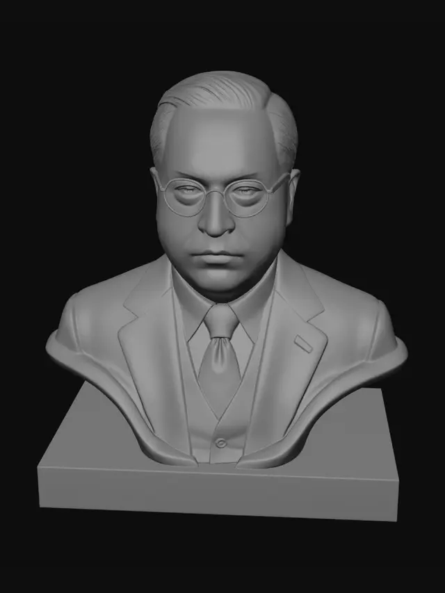 3D model for Navy-Suited Bust on Marble Plinth