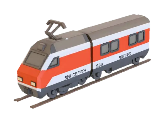 SBB train front - Locomotive 3D model, vytvořený pomocí AI