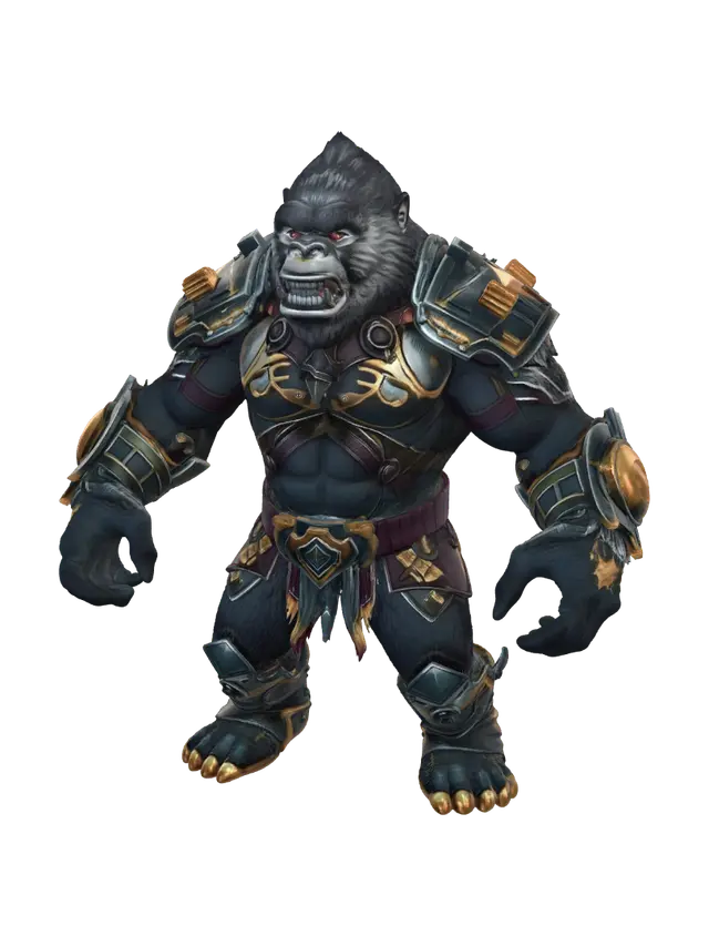 Make me a Gorilla Warrior, his fur should be in different tones of brown. Art… - Shooter 3D model, vytvořený pomocí AI