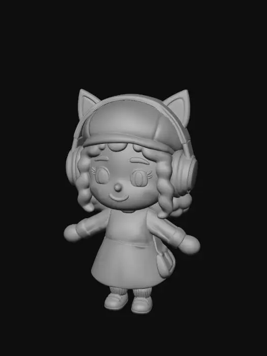 3D model for Pink Cat-Eared Cowprint Girl