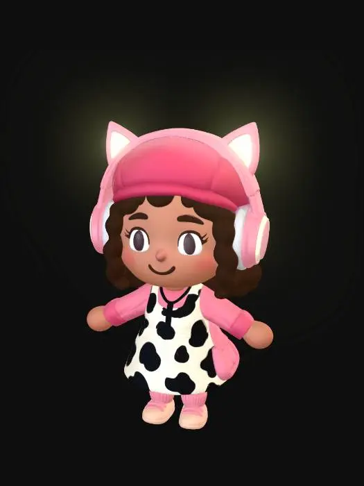 3D model for Pink Cat-Eared Cowprint Girl
