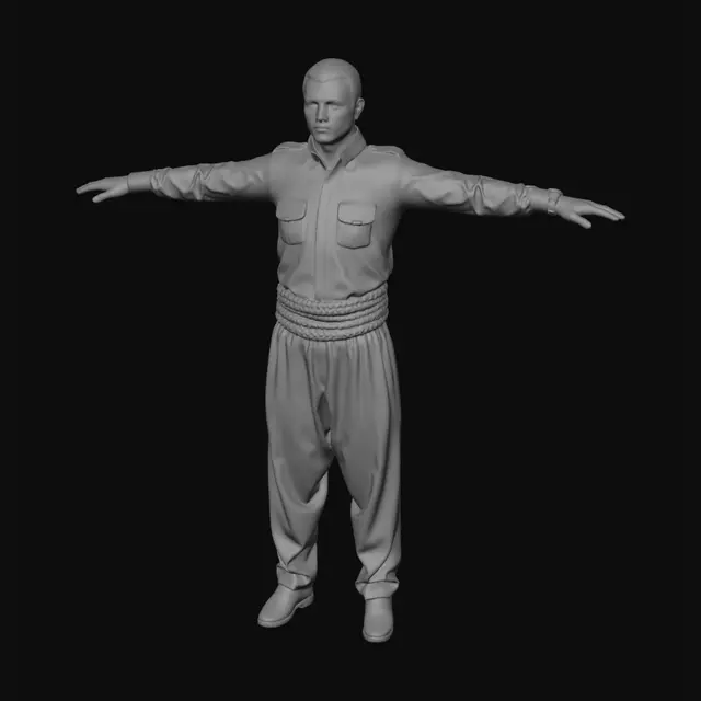 3D model for T-Pose in Black Uniform