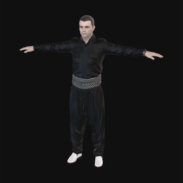 3D model for T-Pose in Black Uniform