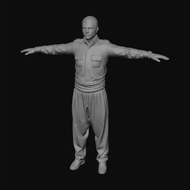 3D model for T-Pose in Black Uniform