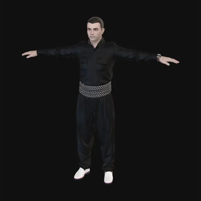 3D model for T-Pose in Black Uniform