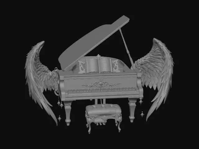 3D model for Celestial Piano with Angel Wings