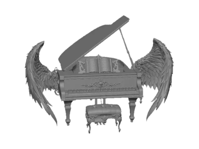 3D model for Celestial Piano with Angel Wings