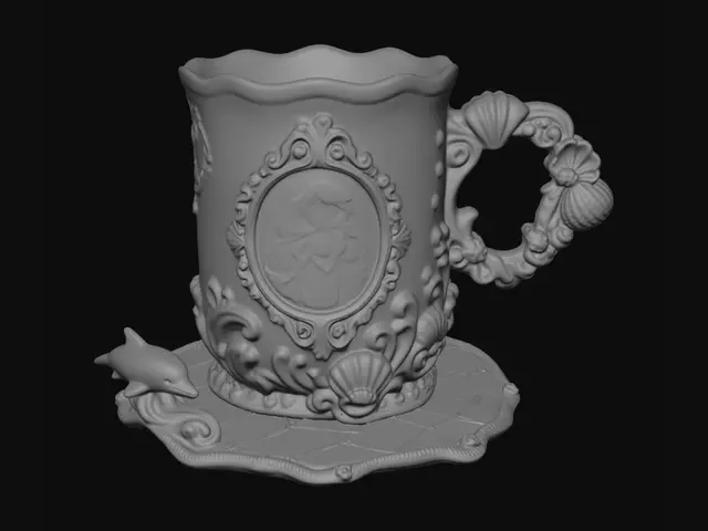 3D model for Mermaid Mug with Seashell Accents
