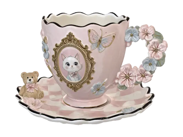 This teacup has a pet 🐱🎀 - Studio 3D model, AI generated