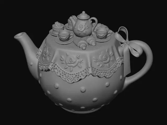 3D model for Pink Floral Teapot Tea Party