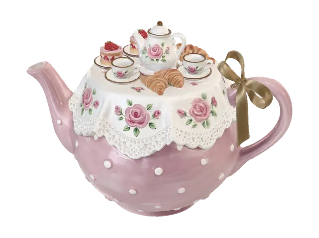 A teapot… wearing a whole tea party 🫖🌸 3D model, vytvořený pomocí AI
