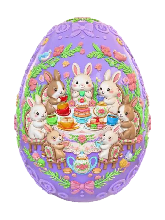 3D model for Bunny Tea Party on a Purple Easter Egg #EasterEgg2026#