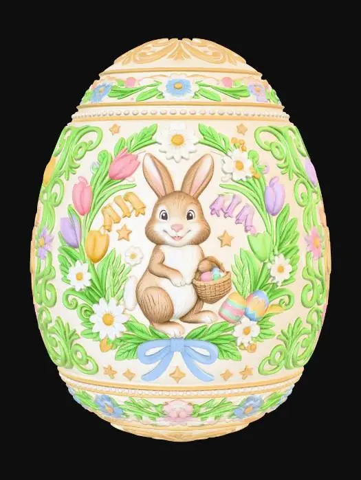3D model for Floral Easter Egg with Bunny #EasterEgg2026#