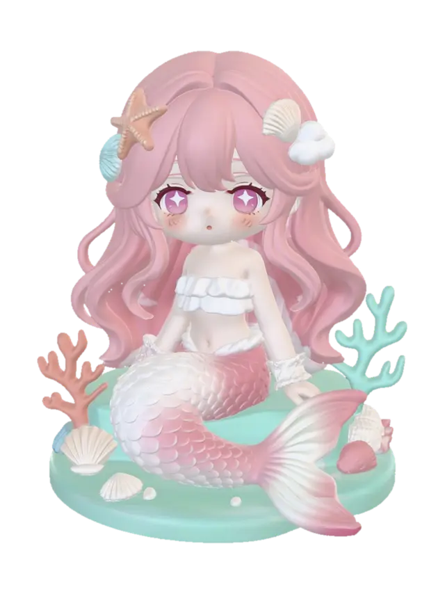 Cotton Candy Mermaid - Bubbly 3D model, vytvořený pomocí AI